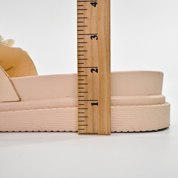 NEW YORK COMPANY Womens Camilia Platform Sandals Size 10 Floral Slides Natural - Picture 8 of 9